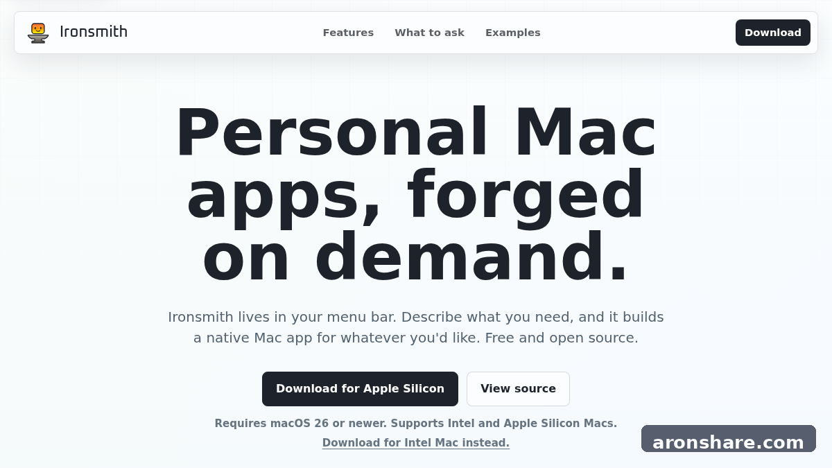 Ironsmith AI 创建 Mac 小工具，生成原生 macOS 应用